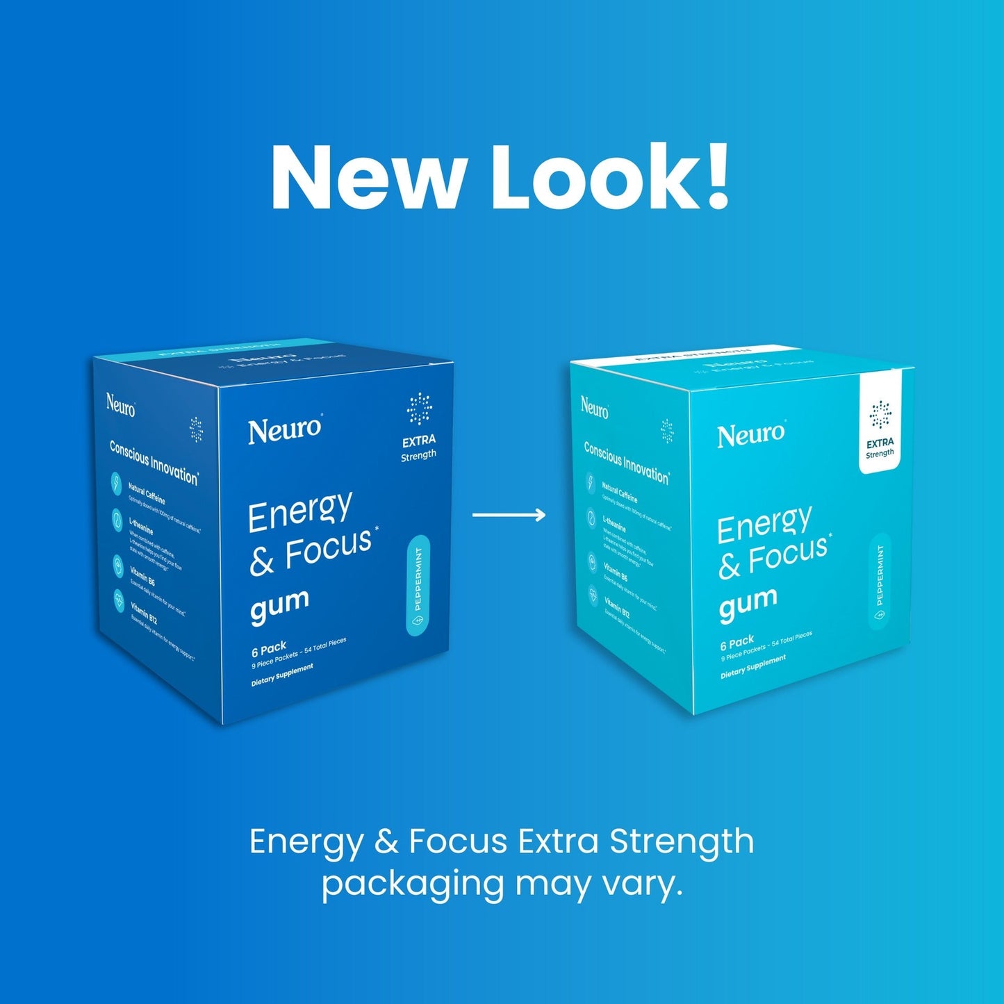 Neuro® Gum Extra Strength Energy & Focus™ 6 Pack (54 pcs) - Peppermint