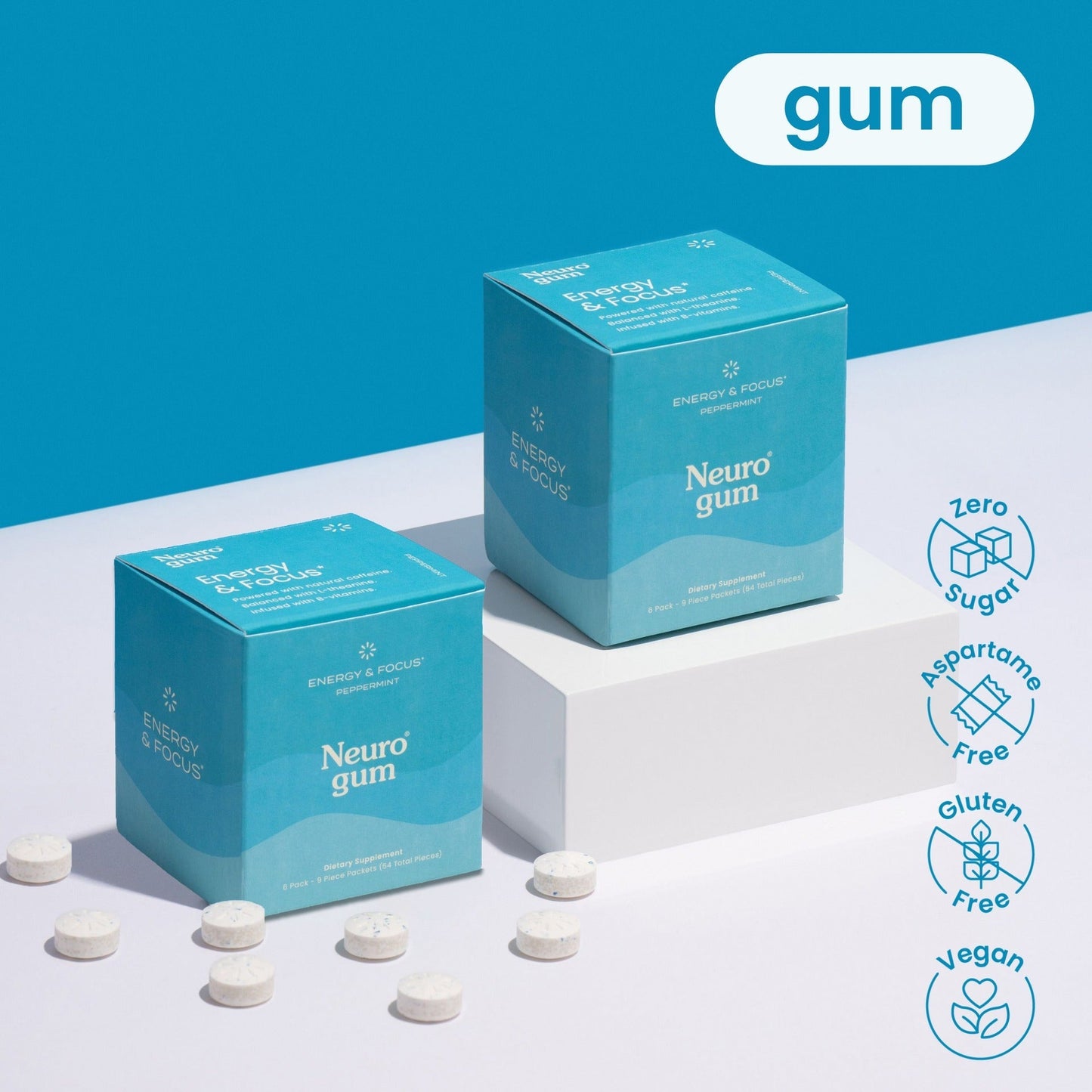 Neuro® Gum Energy & Focus™ 12 Pack (108 pcs) - Peppermint