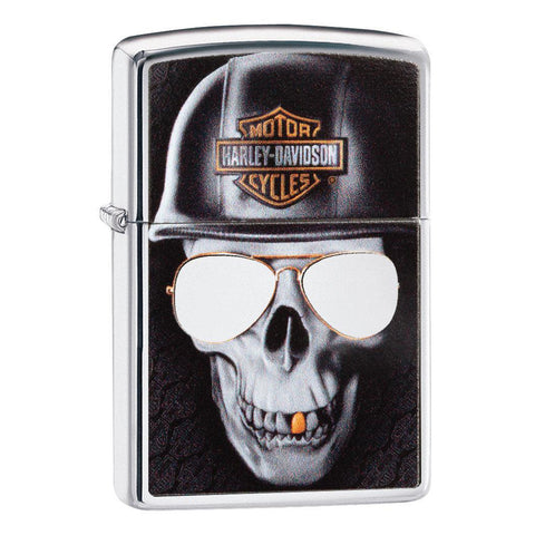 Zippo Harley Davidson Skull Chrome Lighter