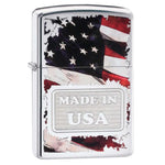 Zippo Made in USA Flag Chrome Lighter