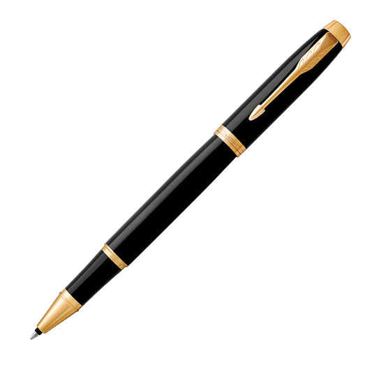 Parker IM Black Lacquer Gold Trim Rollerball Pen