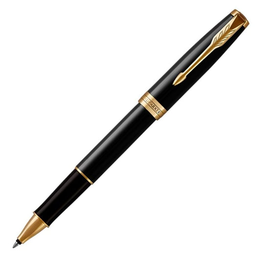 Parker Sonnet Black Lacquer Gold Trim Rollerball Pen