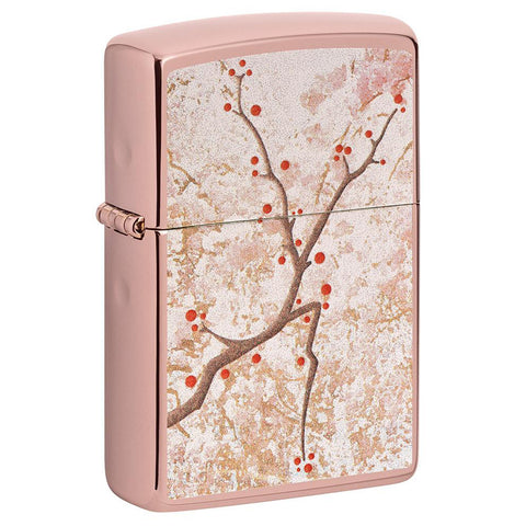 Zippo Japanese Cherry Blossom Rose Gold Lighter