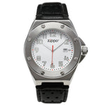 Zippo White Black Leather Strap Watch